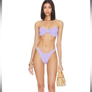 Hunza G Jean bikini set in lilac. One size new with tags
